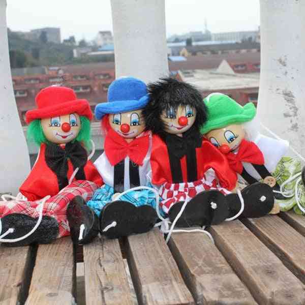 Drewniana lalka marionetka klaun zabawny prezent dla dzieci