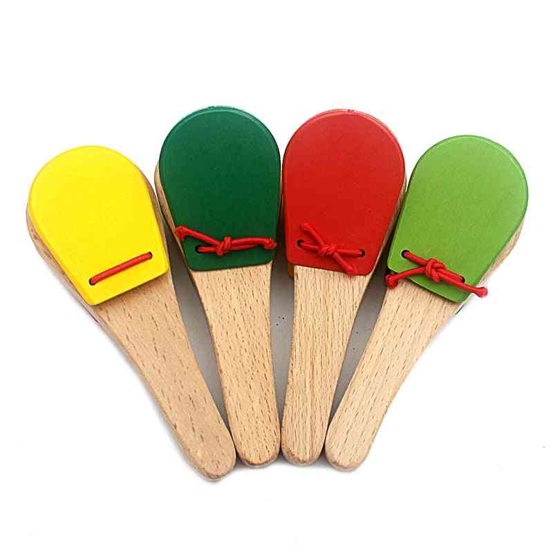 Drewniany instrument muzyczny kastanieta rączka grzechotka instrument zabawka dla maluchów, przedszkole wczesna edukacja - zielony