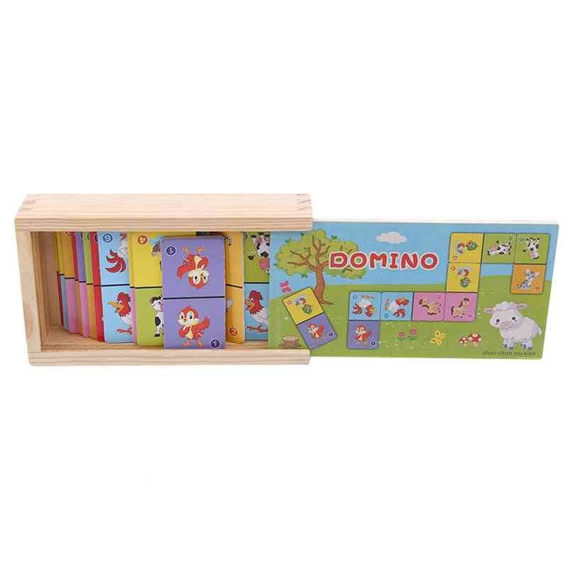 Children's Cognitive Animal Solitaire Dominoes Board Game, Early Learning Puzzle Baby Jigsaw Toy