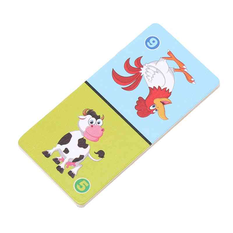 Children's Cognitive Animal Solitaire Dominoes Board Game, Early Learning Puzzle Baby Jigsaw Toy