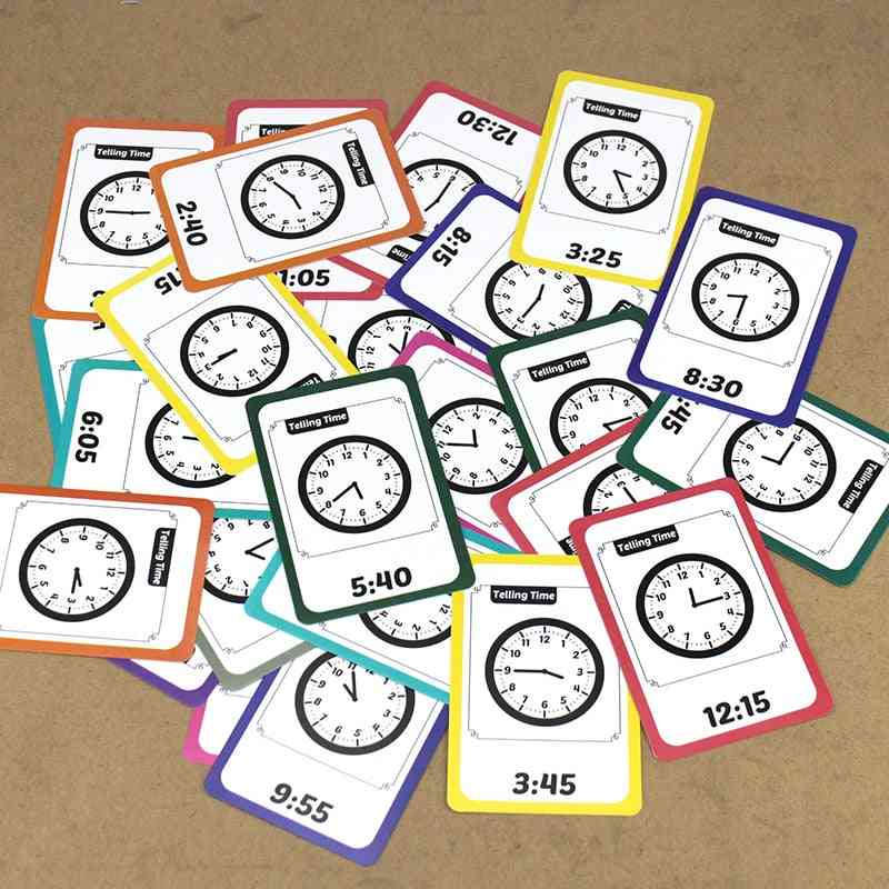 Timp de învățare pentru bebeluși / ceas cu alarmă, gestionarea vieții carduri flash montessori pentru card educativ cognitiv