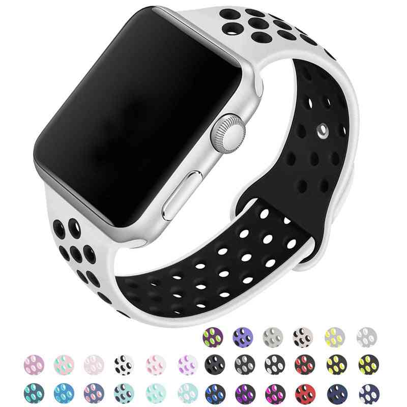 Silicone Wristband Suitable For Apple Watch-breathable Bracelet (set-30)