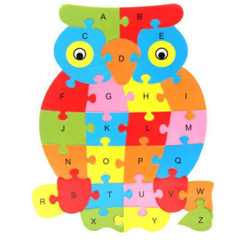 Oblikovanje oblike živali, geometrija lesena deska - igrača montessori iz angleške abecede