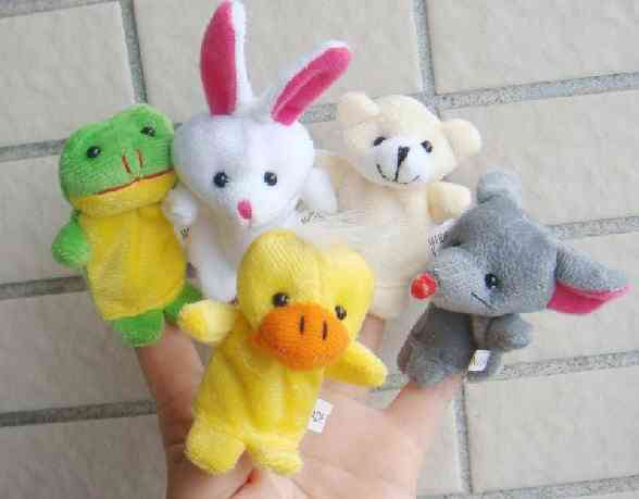 Bonecos animais fantoches de mão, brinquedos de dedo, bonecas, bonecos de pelúcia fantoches para histórias de ninar - família 6pcs