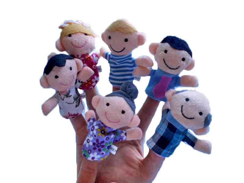 Bonecos animais fantoches de mão, brinquedos de dedo, bonecas, bonecos de pelúcia fantoches para histórias de ninar - família 6pcs