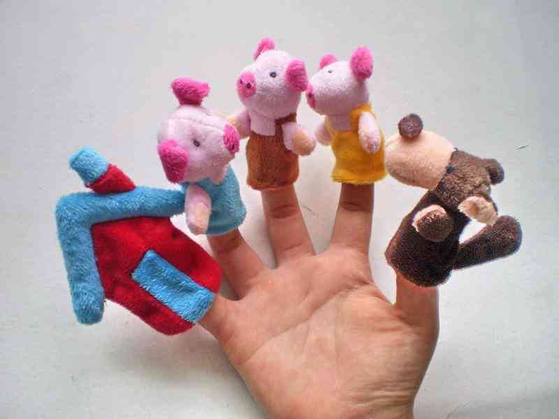 Kreskówka dla dzieci 3 małe świnki postacie lalki na palce, przedstawienie teatralne miękkie rekwizyty dla lalek