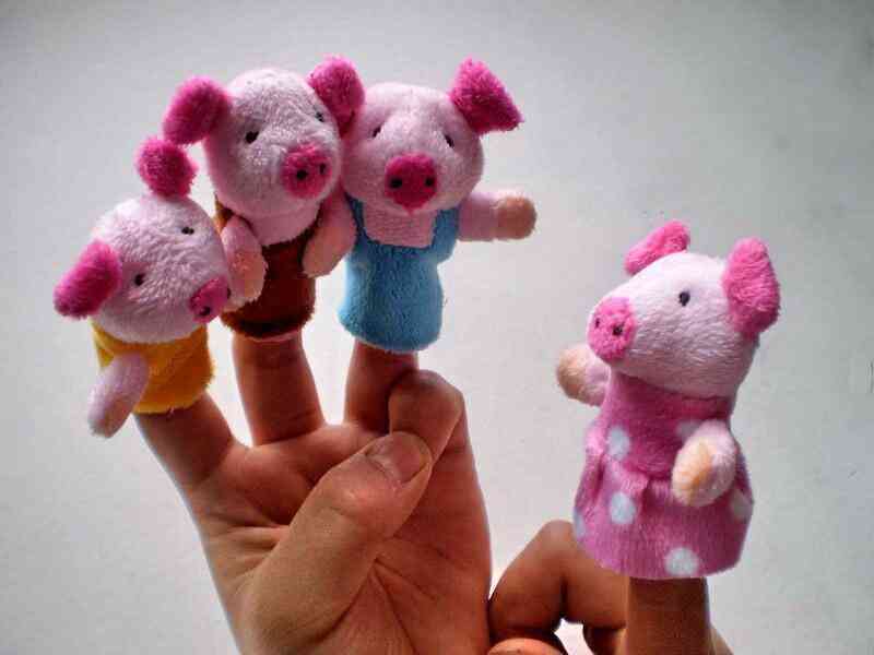 Kreskówka dla dzieci 3 małe świnki postacie lalki na palce, przedstawienie teatralne miękkie rekwizyty dla lalek