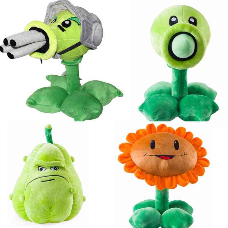 Plants Vs Zombies Plush Toy, 2 Gatling Peashooter Sunflower Squash Soft Stuffed Doll