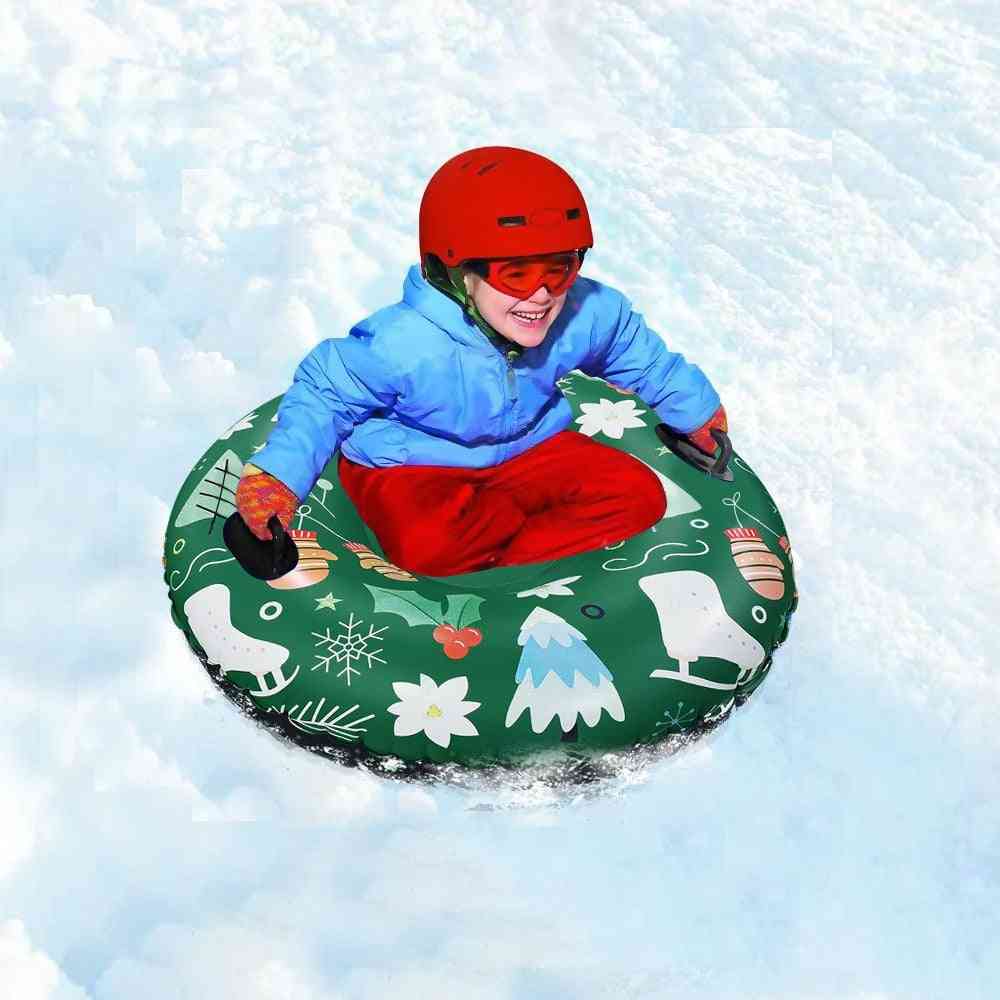 Skiløb med håndtag pvc sne slæde dækrør til børneskiløb udendørs sport (blå)