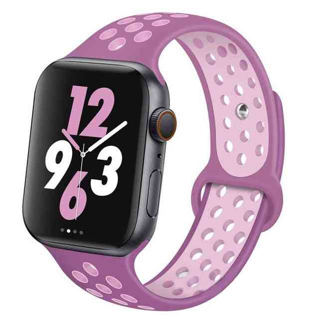 Silicone Wristband Suitable For Apple Watch-breathable Bracelet (set-23)