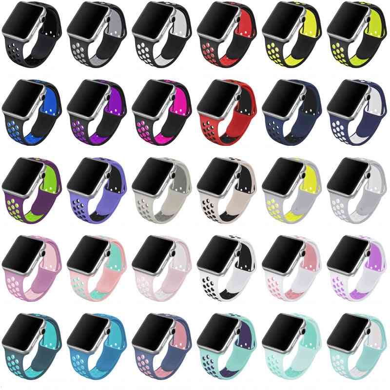 Silicone Wristband Suitable For Apple Watch-breathable Bracelet (set-12)