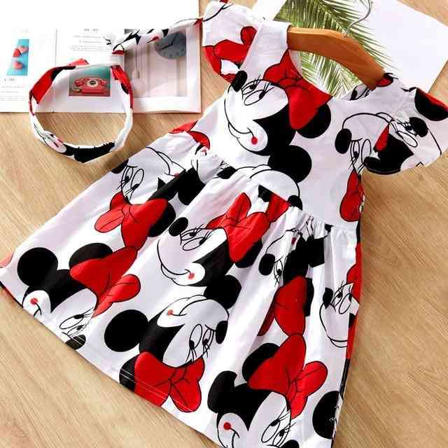 Pattern Print Cartoon Dress For Baby Girl, Summer Clothes