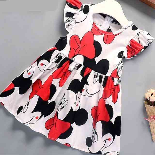 Pattern Print Cartoon Dress For Baby Girl, Summer Clothes