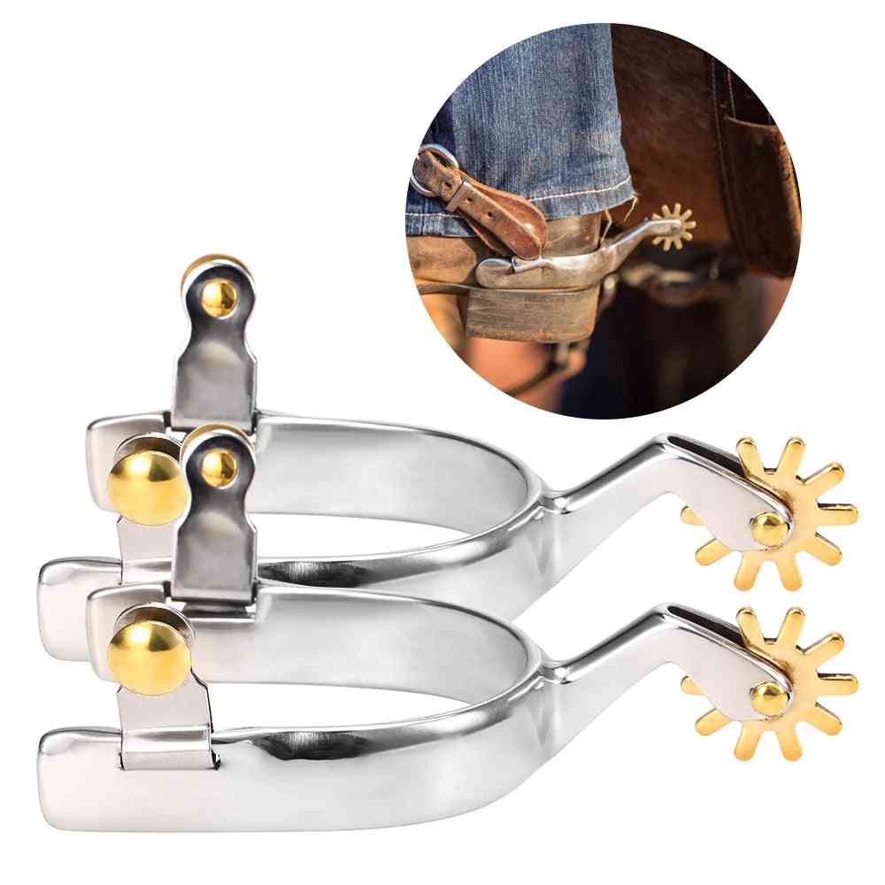 Riding Anti-rust Western Horse Spurs With Copper Rowel, Racing Equipment Crops