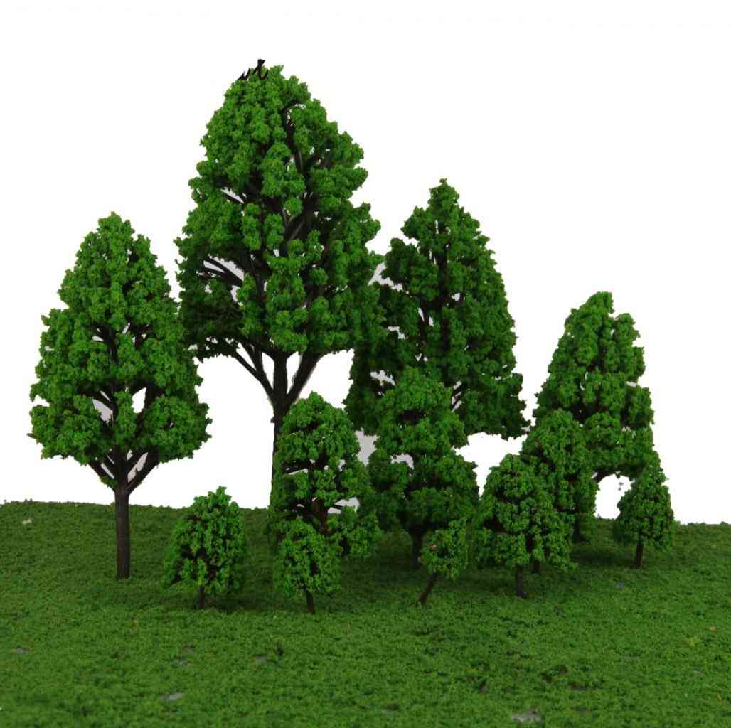12pcs modèle d'arbres en plastique de peuplier, feuilles vert clair scène de chemin de fer - paysage de paysage pour l'aménagement de la rue du parc