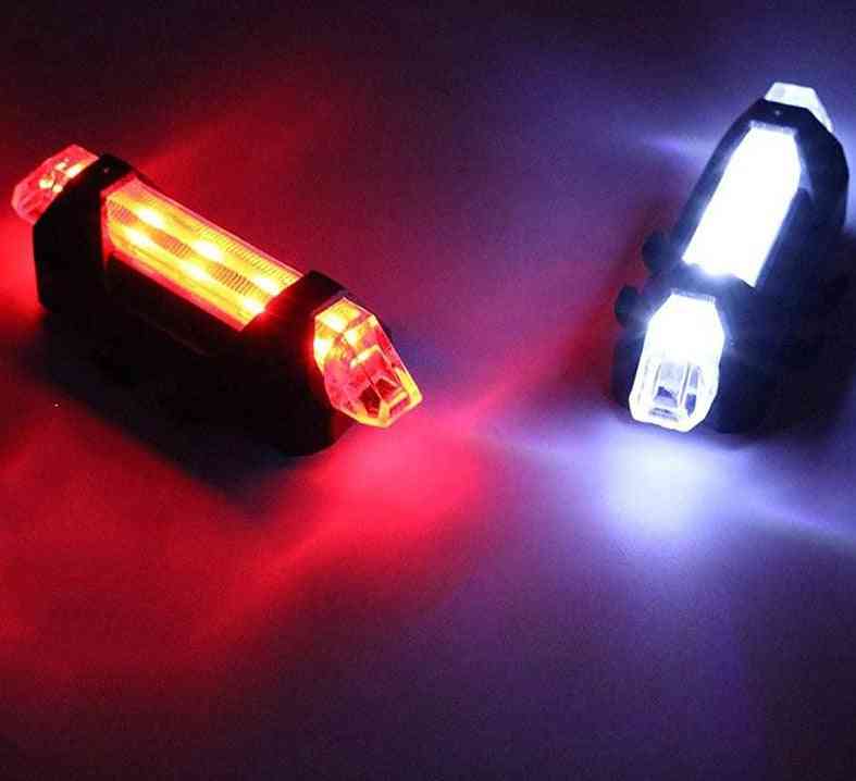 Bike Bicycle Led Taillight Rear Tail Safety Warning Portable Light, Usb Rechargeable / Battery Style