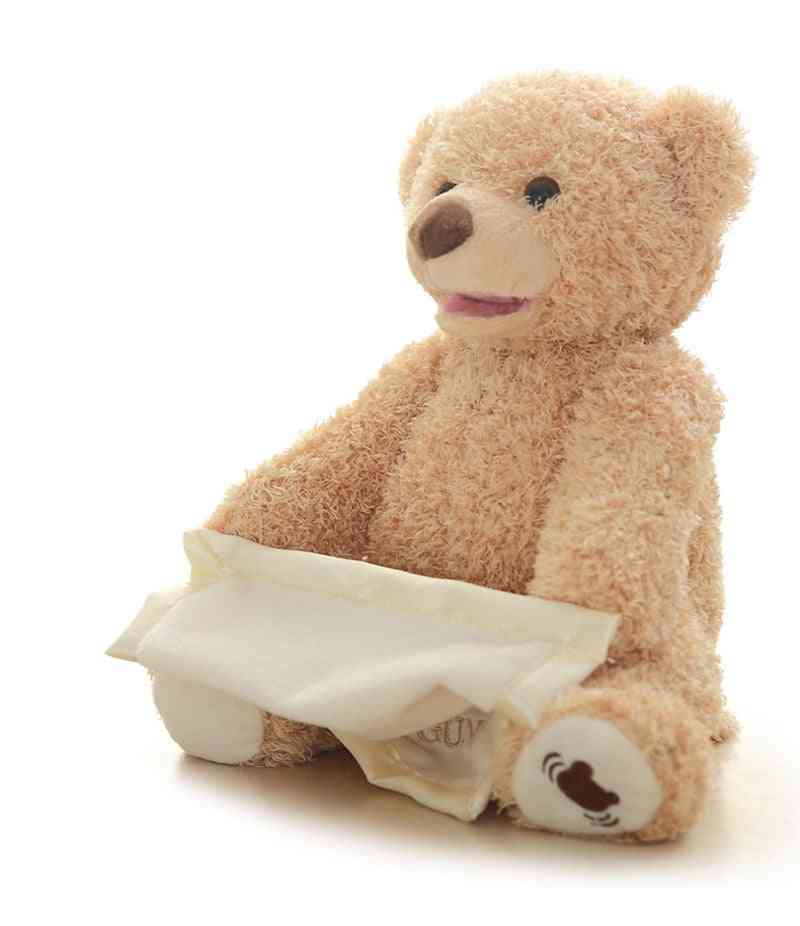 30 cm cacher chat ours jouet-ours en peluche dessin animé mignon peluche peluche musique électronique jouet en peluche, cadeau d'anniversaire pour enfants