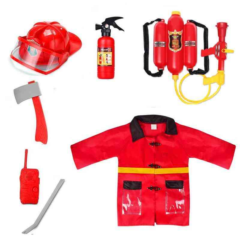 Children Firefighter Clothing Fireman Vest, Helmet, Water Gun & Hydrant Fire Extinguisher Intercom Set