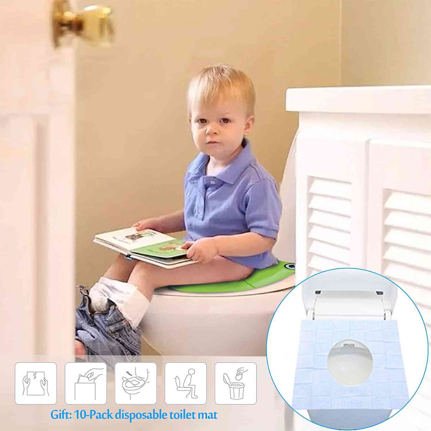 Baby barn toalett setetrekk, sammenleggbar pottetrening sklisikre silikonputer