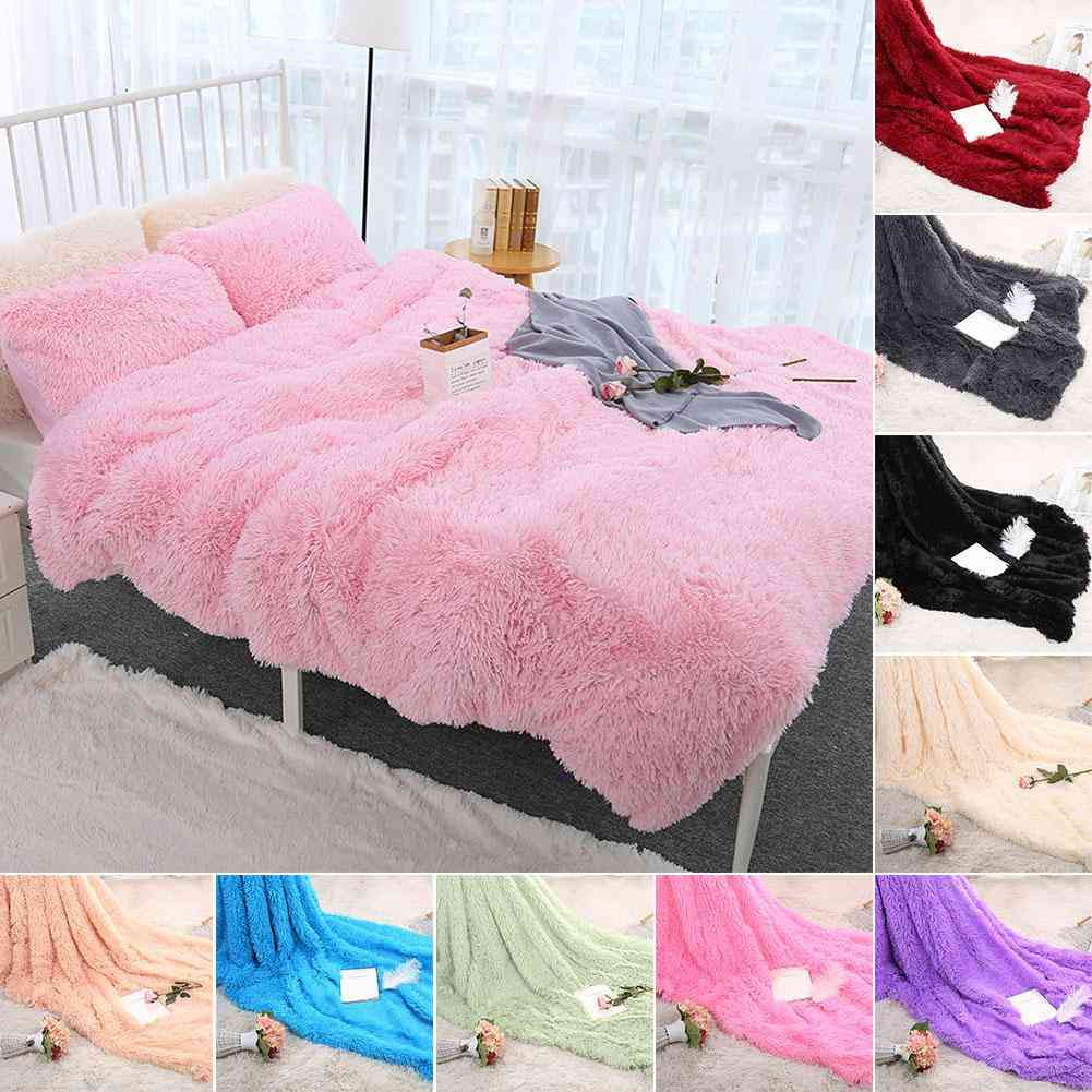 Soft Warm Fluffy Shaggy Bed Sofa Bedspread Safety Bedding Sheet For Comfortable Blanket