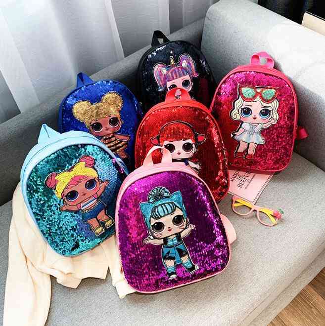 Gyermekiskolai aranyos és csillogó táska, rajzfilm anime nyomtatott hátizsák
