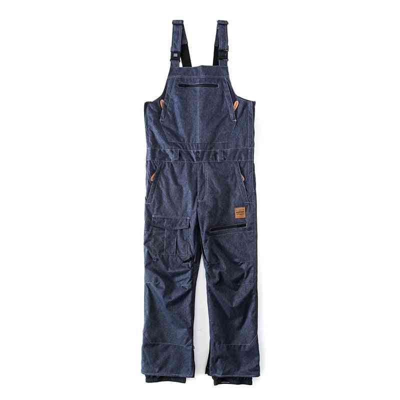 Ski Snowboarding Waterproof Bib Snow Pants, Thermal Warm Men Vintage Work Clothes