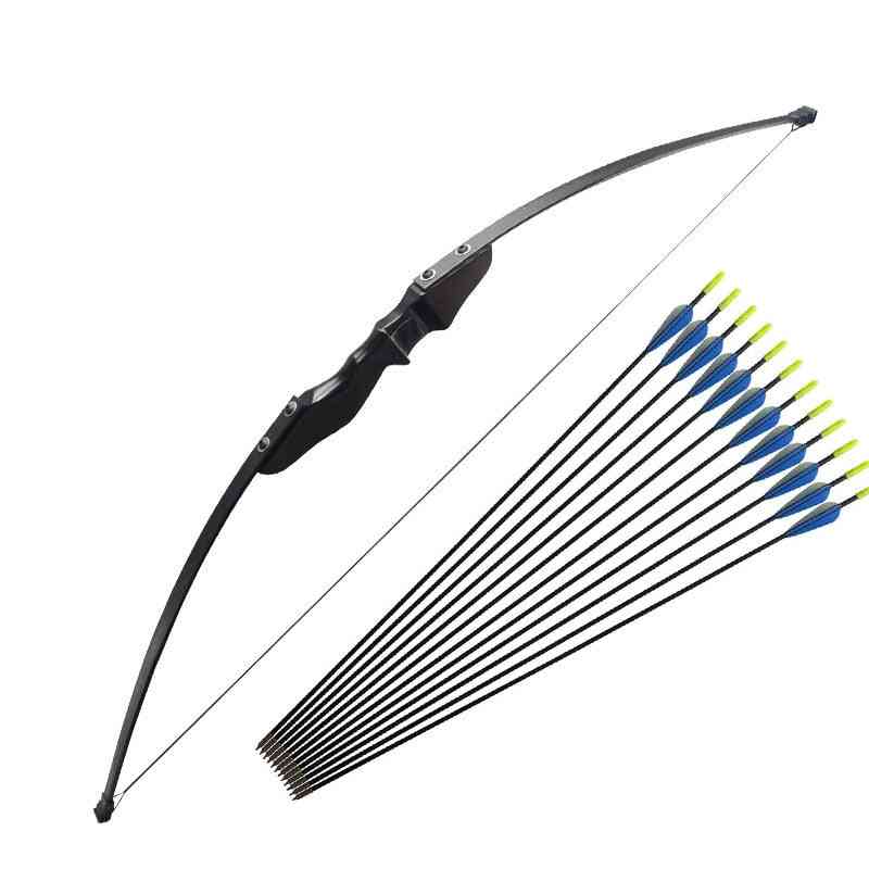 Wooden Recurve Bow, And Arrows,  Right-hander Archery For Beginner Hunting