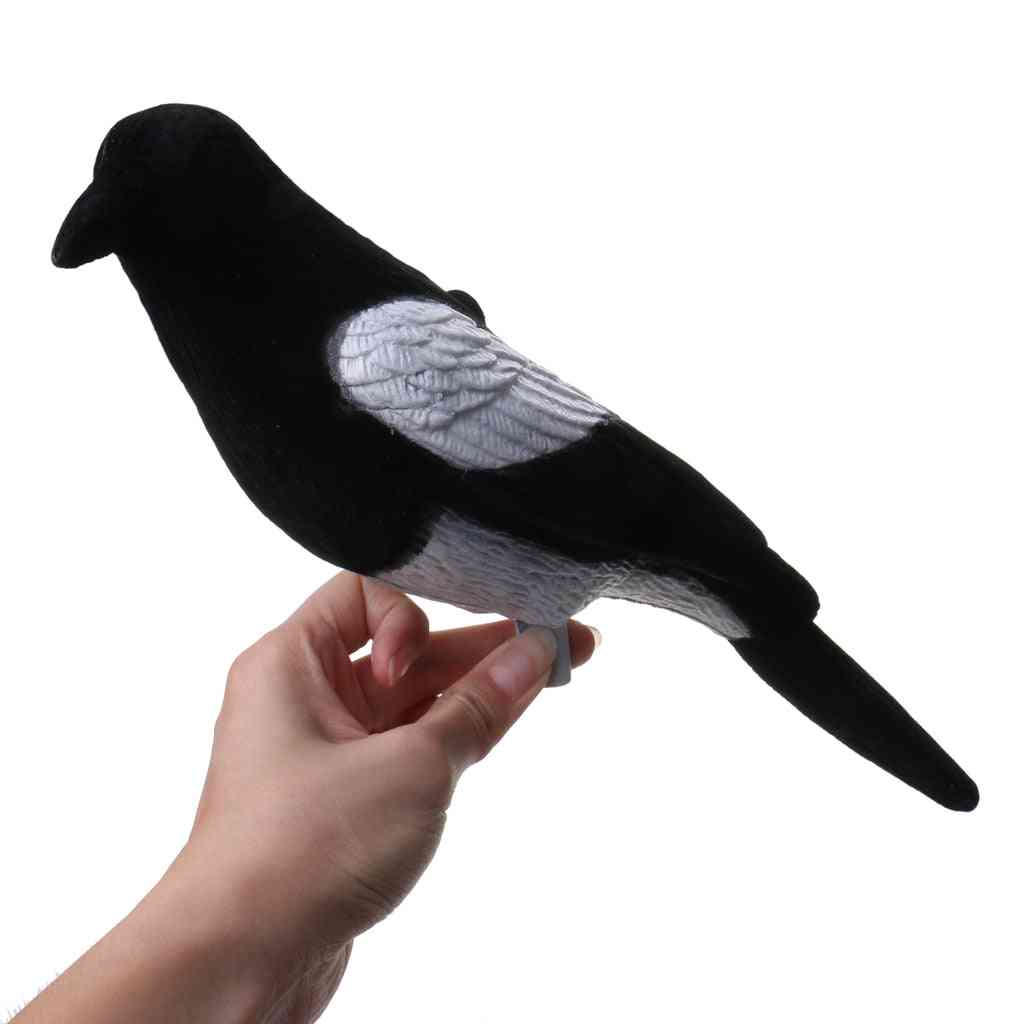 Plastic Flocked Magpie Decoy Bait Shooting Trap, Decoying Hunting Bird For Outdoor Accessories