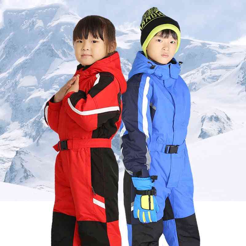 חליפת חליפת סקי עמיד למים מקשה אחת בנות-בנים סרבל חם, חליפה חיצונית תרמית