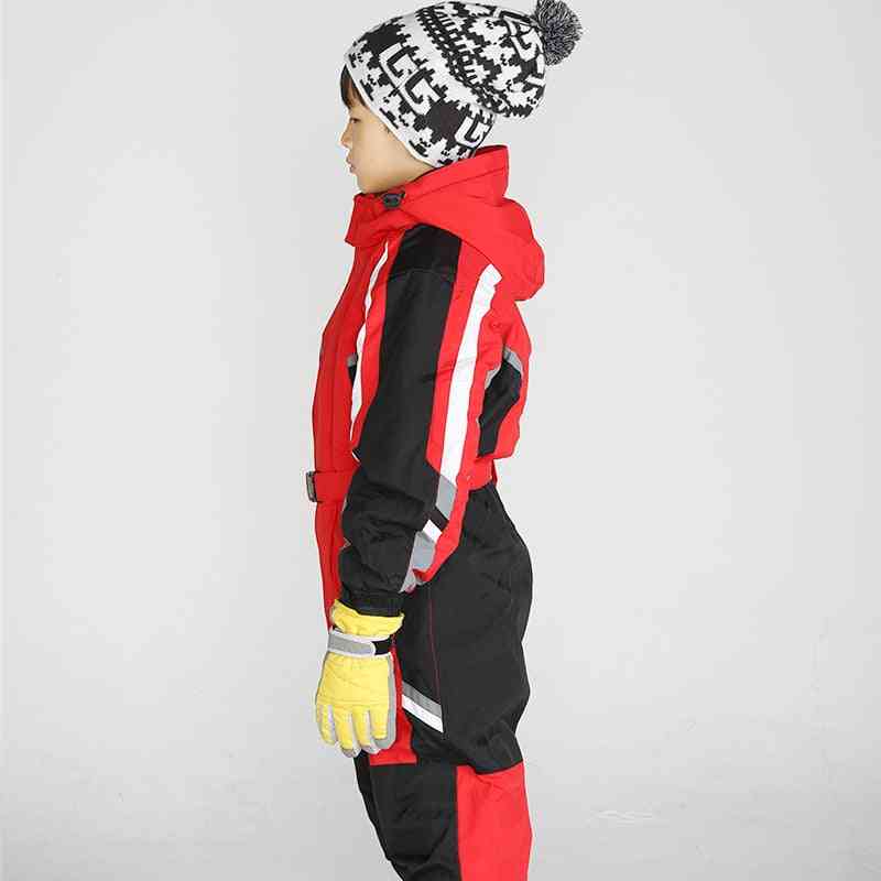 Traje de esquí impermeable de una pieza de invierno, mono cálido para niñas y niños, traje térmico para exteriores