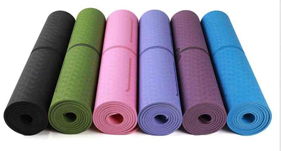 Protuklizni joga tepih s linijom položaja za početnike, fitnes gimnastika