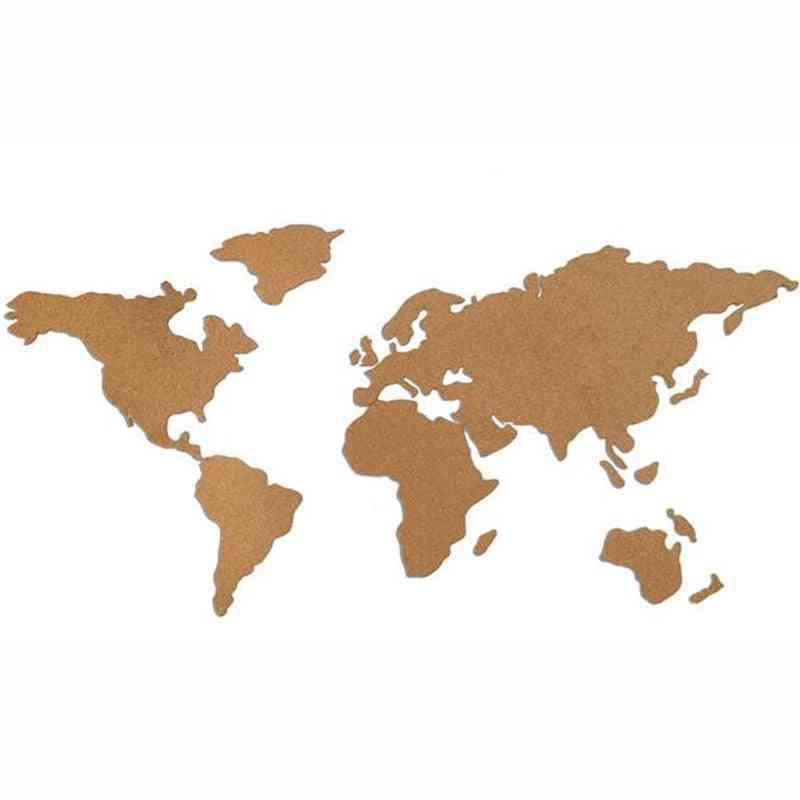 World-map Shape Wooden Cork/pin Board For Office/school/home