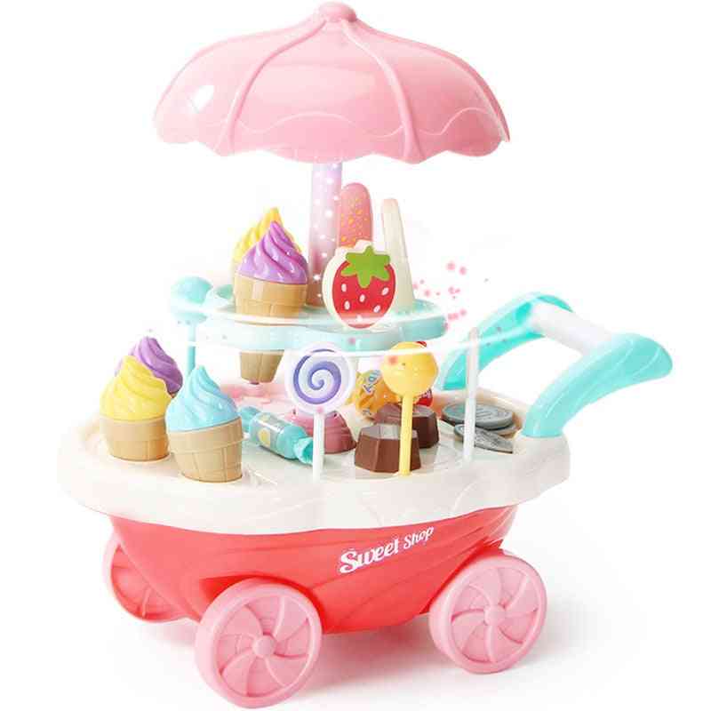גלידה מסתובבת ועגלת ממתקים מעמידה פנים צעצועים לילדים