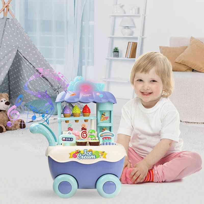 Supermarket Shopping Cart With Music And Light-pretend Play Toy For Kids