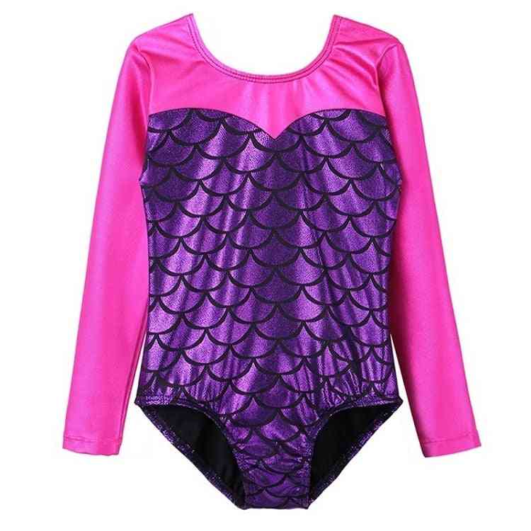 Long Sleeve Patchwork Gymnastic Jumpsuit For Girl