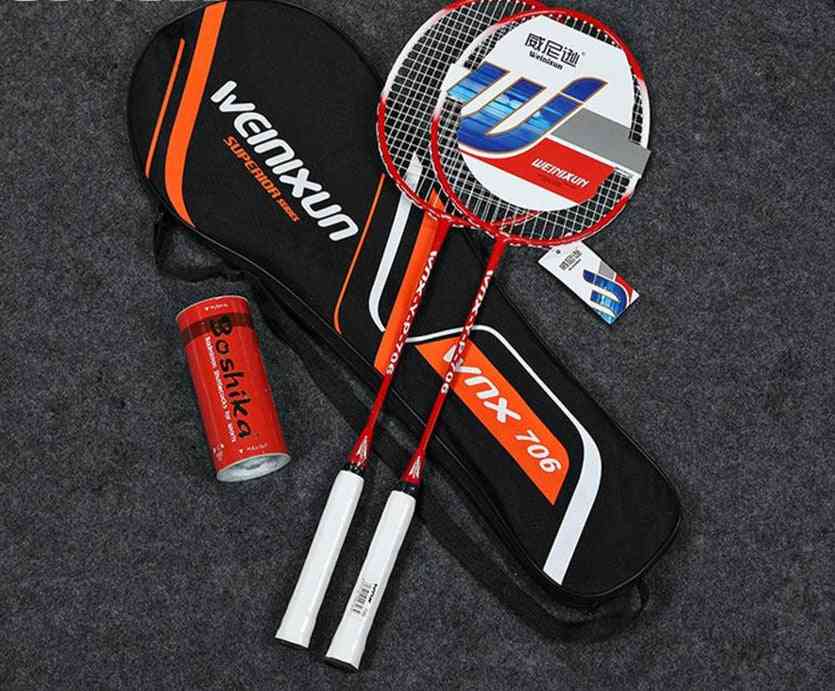 Professional Carbon Fiber Badminton Racket Set With  Shuttlecocks And Carrying Bag