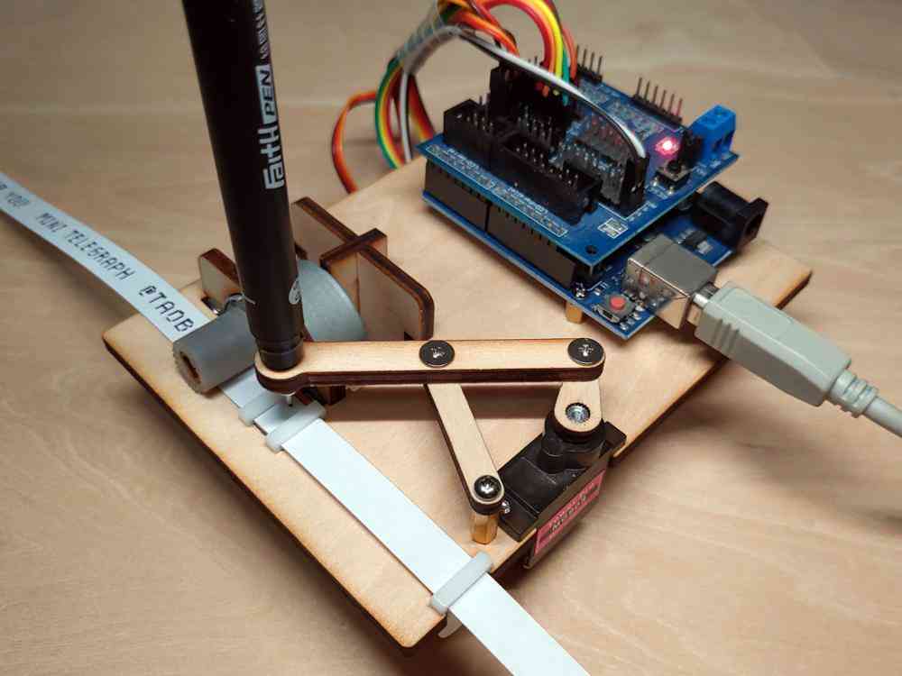 Mini-Telegraphen-Arduino-Schreibroboter mit Schrittmotor