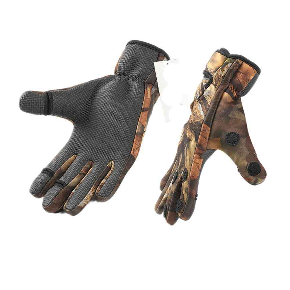 Outdoor Winter Fishing Three Or Two Fingers Cut Anti-slip Climbing Glove