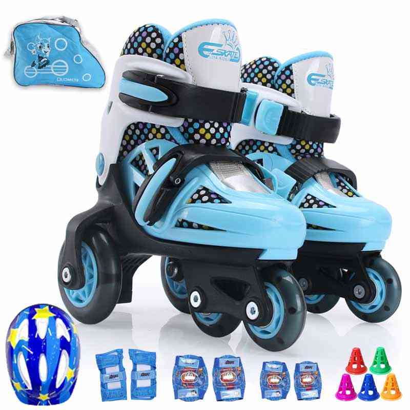 4-wheel Roller Skates With Double-brakes, Adjustable Breathable, Flash Skating Shoes For Beginners