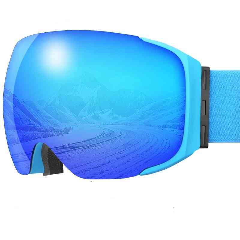 Goggles Magnetic Winter Anti-fog Double Layer Snowboard, Men & Women Protective Snow Glasses