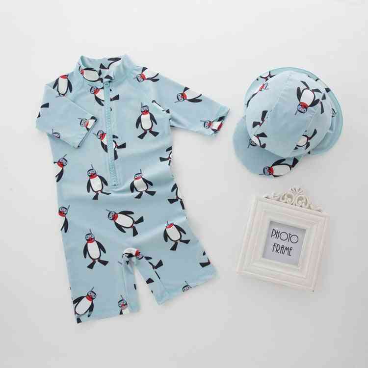 Costum de baie + set pălării pinguin animale costum de înot bebeluș copii mici copii copii