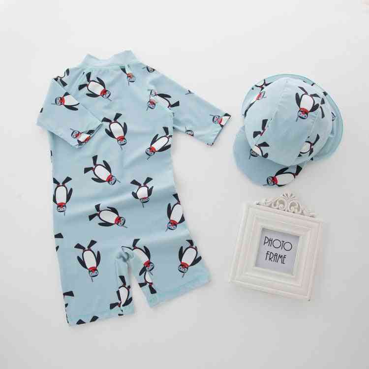 Swimwear+hat Set Penguin Animals Swimming Suit Infant Toddler Kids