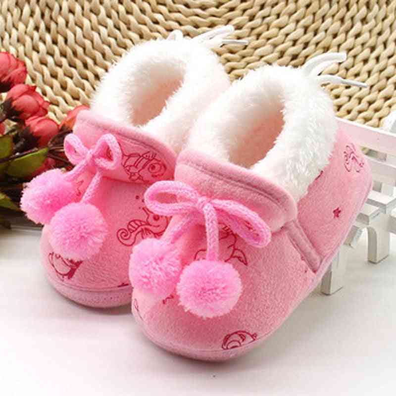 Cute Non Slip Crib Shoes, Winter Warm Baby Slippers Snow Boots