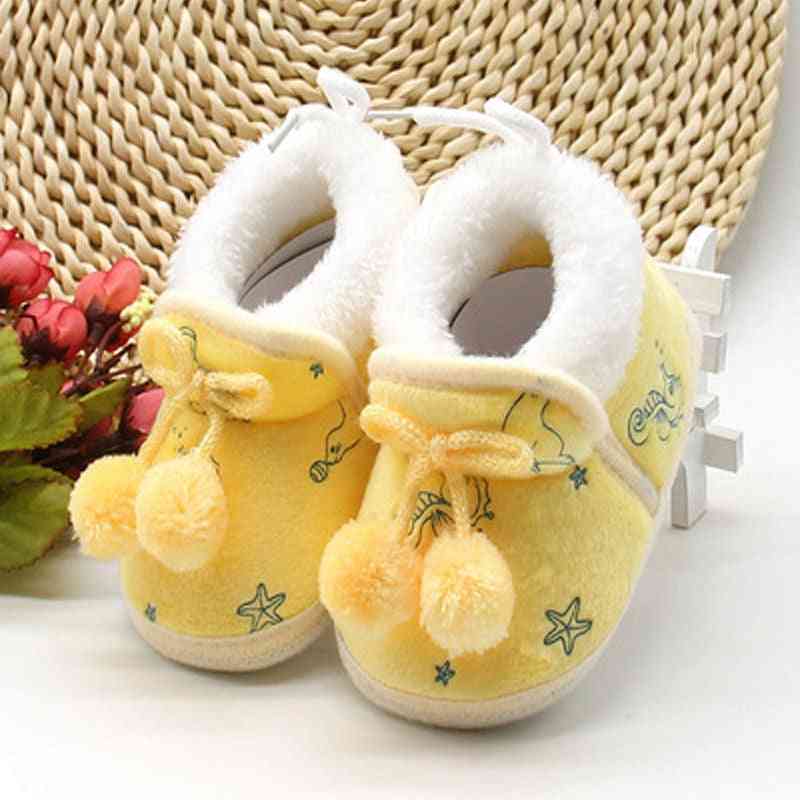 Cute Non Slip Crib Shoes, Winter Warm Baby Slippers Snow Boots