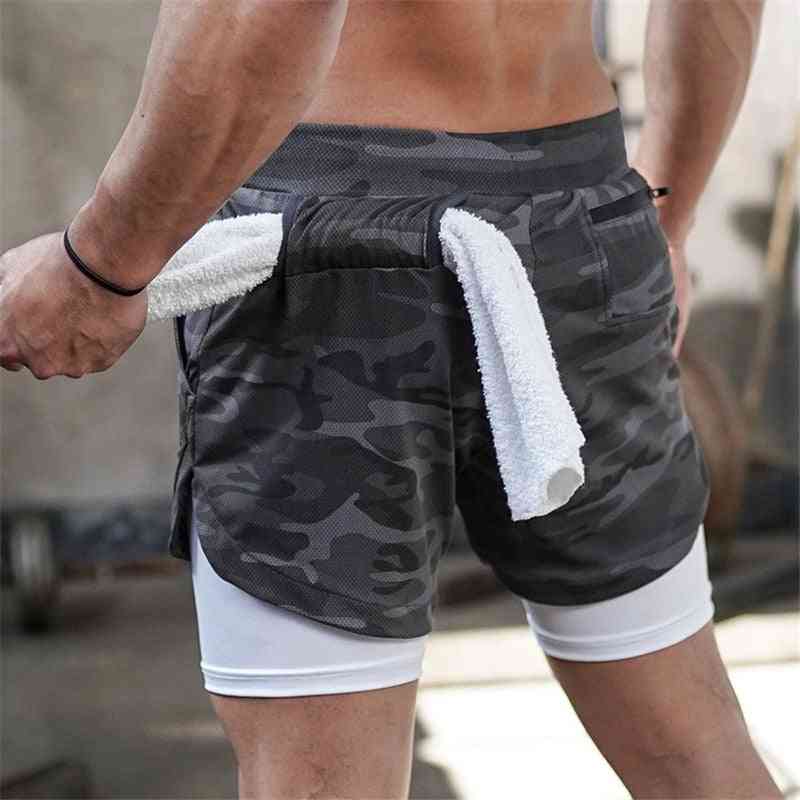 Double-deck Jogging Running Gym Fitness Workout Shorts