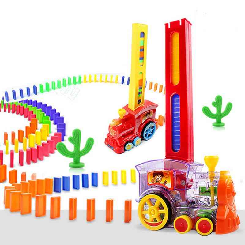 Elektrisk domino togbil køretøj magisk farverig plast domino juguetes pædagogisk legetøj