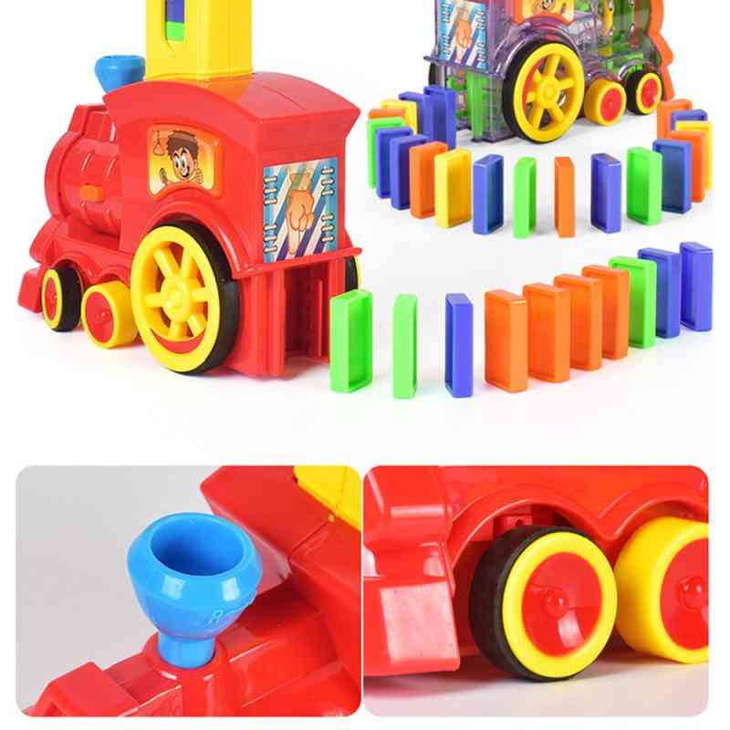 Elektrisk domino tågbil fordon magiska färgglada plast domino juguetes pedagogiska leksaker