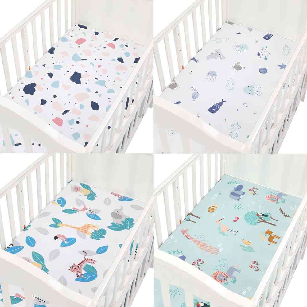 Cotton Baby Fitted Sheet, Cartoon Crib Mattress Protector Bed Sheets