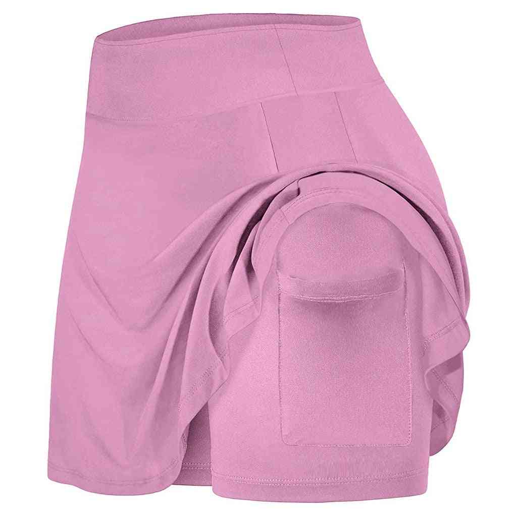 Women Tennis Sports Skirt With Shorts And Inside Pocket