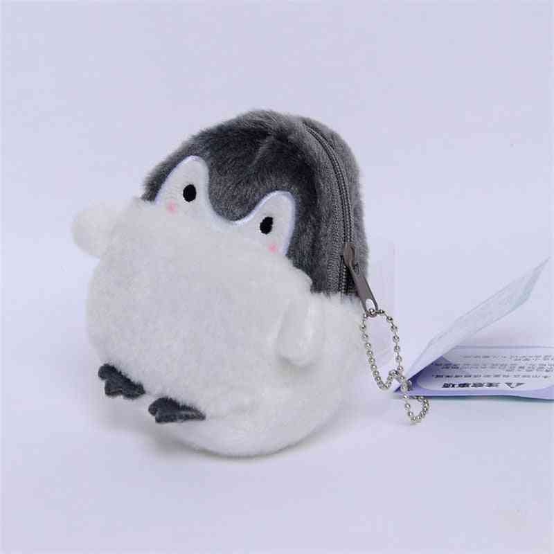 Söt pingvin plysch handväska kort plånbok hög kvalitet plysch väska ornament dekor för tjejer leksak (pingvin)